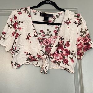 Floral tie crop top